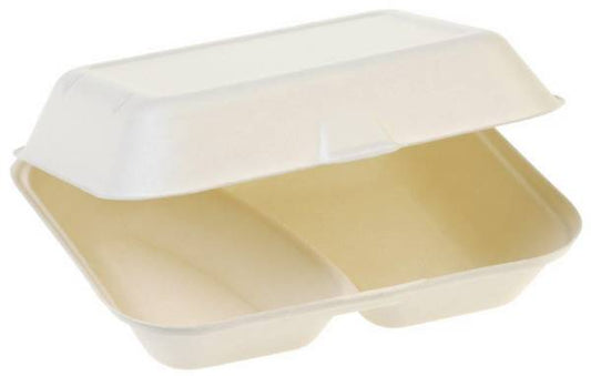 Menu - Box 2 -teilig aus Zuckerrohr 25x16x7cm 50 STK/PKG